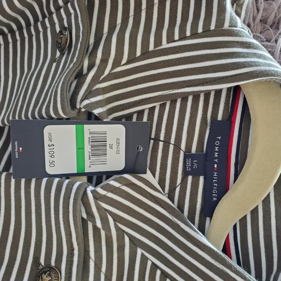 Tommy Hilfiger Military Striped Band Collar Jacket - Picture 3 of 5